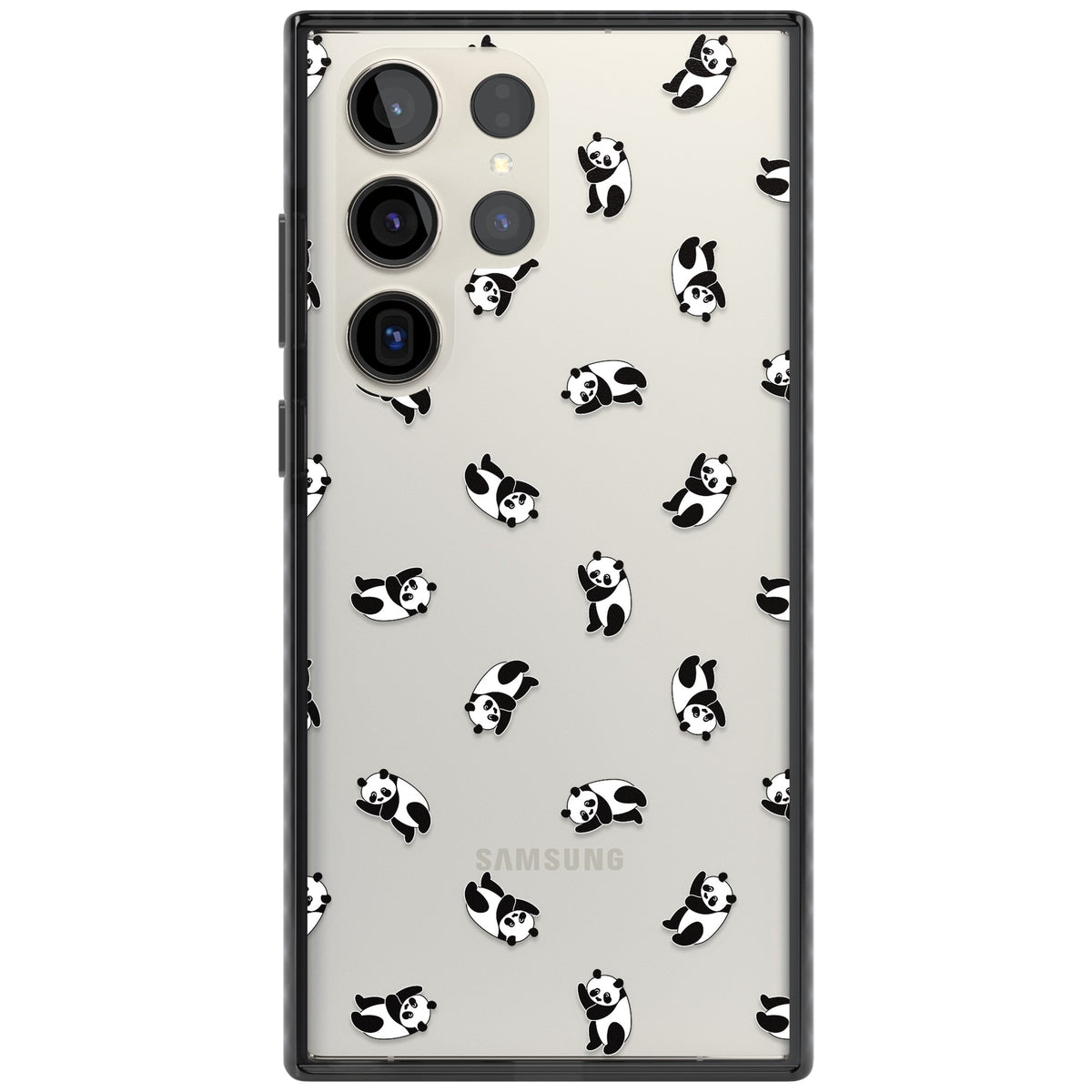 Tiny Panda Pattern Samsung S22 Ultra / Samsung S23 Ultra / Samsung S24 Ultra Impact Black Phone Case front