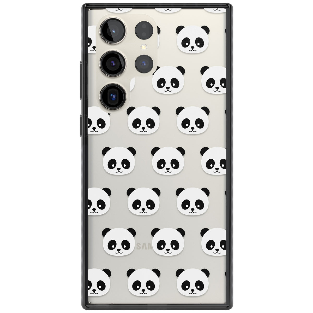 Panda Face Pattern Samsung S22 Ultra / Samsung S23 Ultra / Samsung S24 Ultra Impact Black Phone Case front