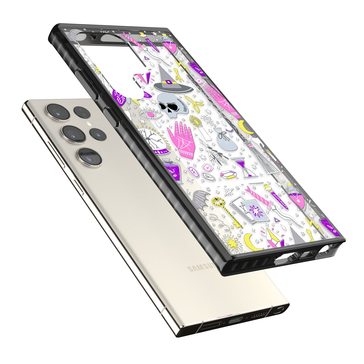 Black Magic Pattern Samsung S22 Ultra / Samsung S23 Ultra / Samsung S24 Ultra Impact Black Phone Case angled