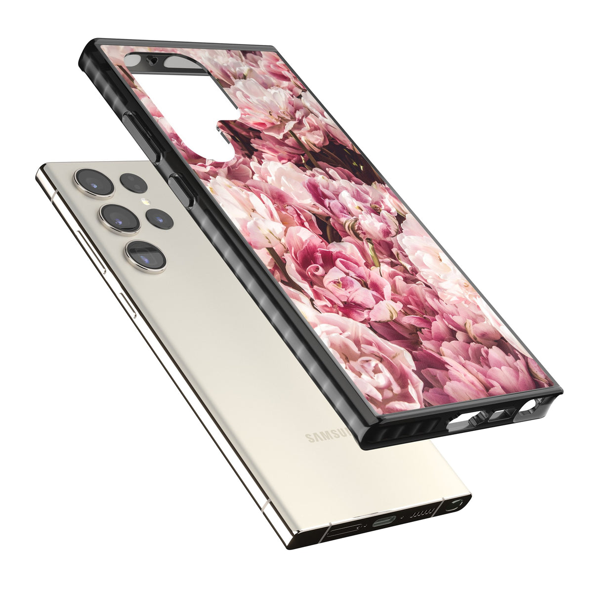 Peony Dream Samsung S22 Ultra / Samsung S23 Ultra / Samsung S24 Ultra Impact Black Phone Case angled