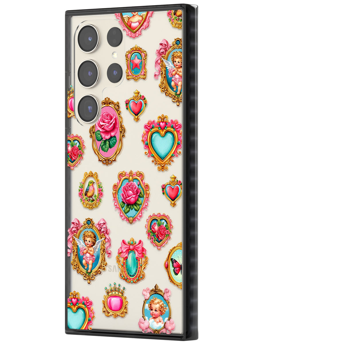 Angelcore Hearts Frames Samsung S22 Ultra / Samsung S23 Ultra / Samsung S24 Ultra Impact Black Phone Case side