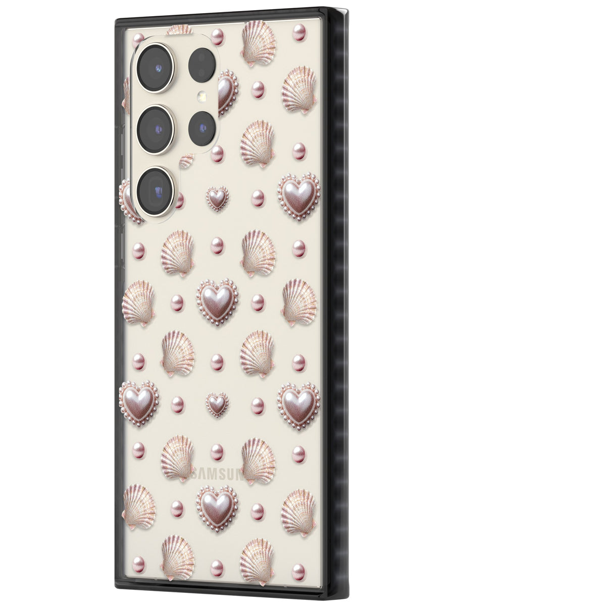 Pearl Hearts Samsung S22 Ultra / Samsung S23 Ultra / Samsung S24 Ultra Impact Black Phone Case side