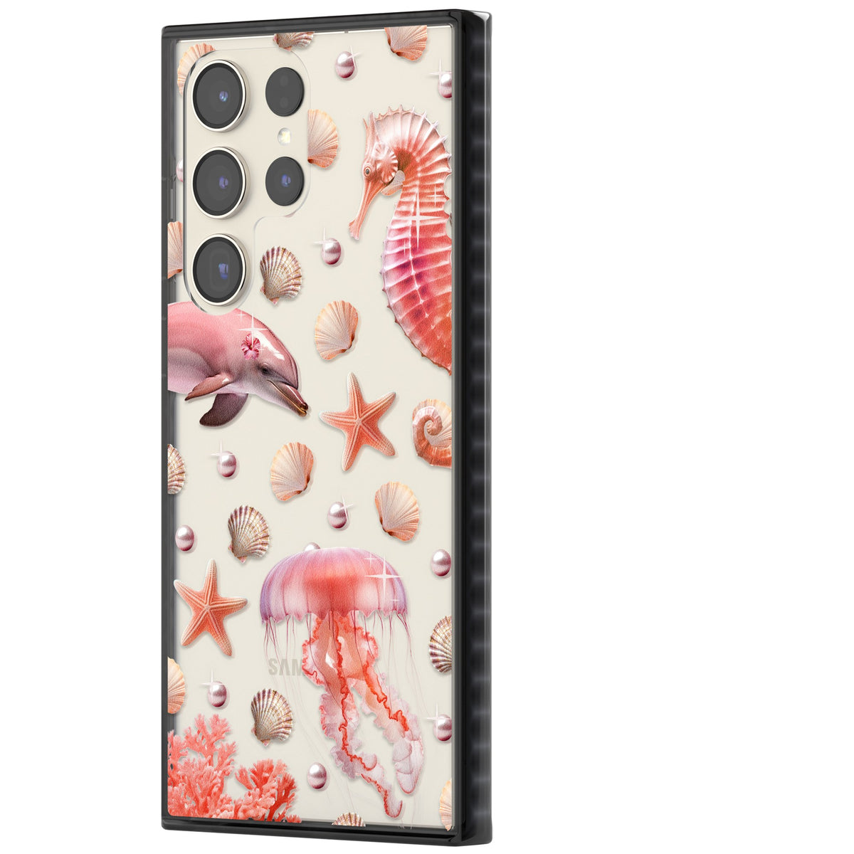 Pink Sealife Samsung S22 Ultra / Samsung S23 Ultra / Samsung S24 Ultra Impact Black Phone Case side