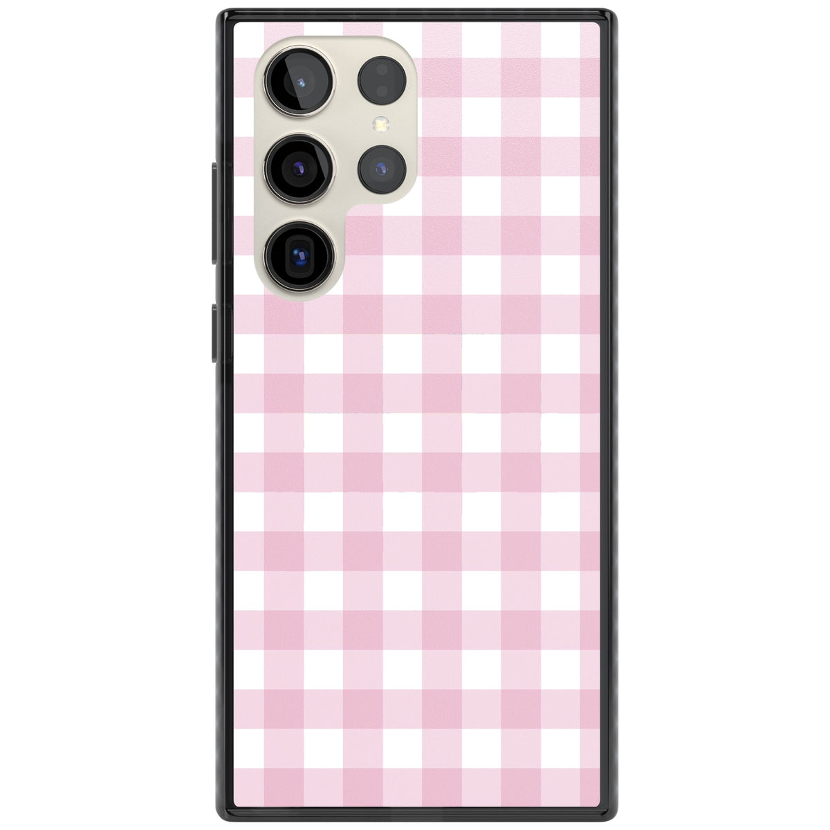 Pink Gingham Samsung S22 Ultra / Samsung S23 Ultra / Samsung S24 Ultra Impact Black Phone Case front