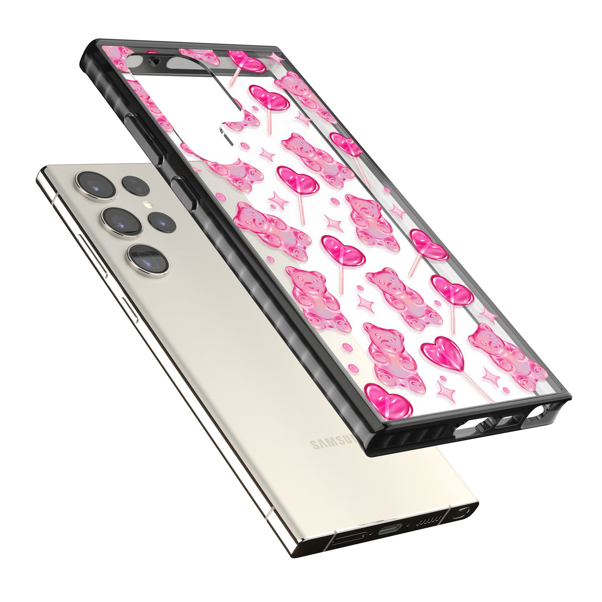 Pink Sugar Samsung S22 Ultra / Samsung S23 Ultra / Samsung S24 Ultra Impact Black Phone Case angled