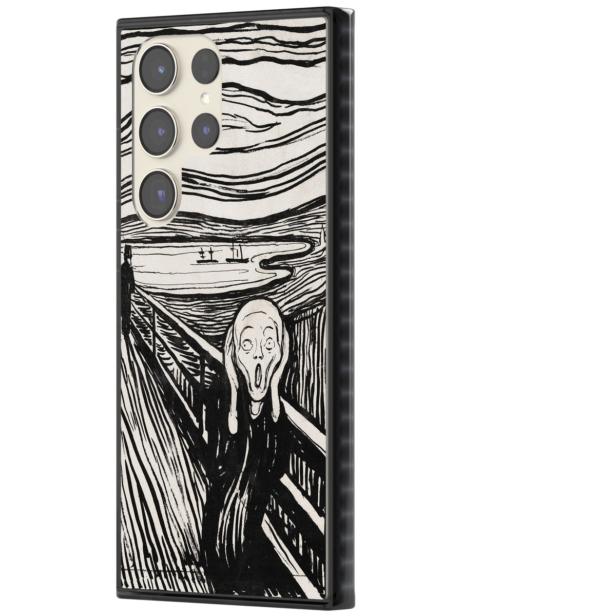 The Scream (Black & White) Samsung S22 Ultra / Samsung S23 Ultra / Samsung S24 Ultra Impact Black Phone Case side
