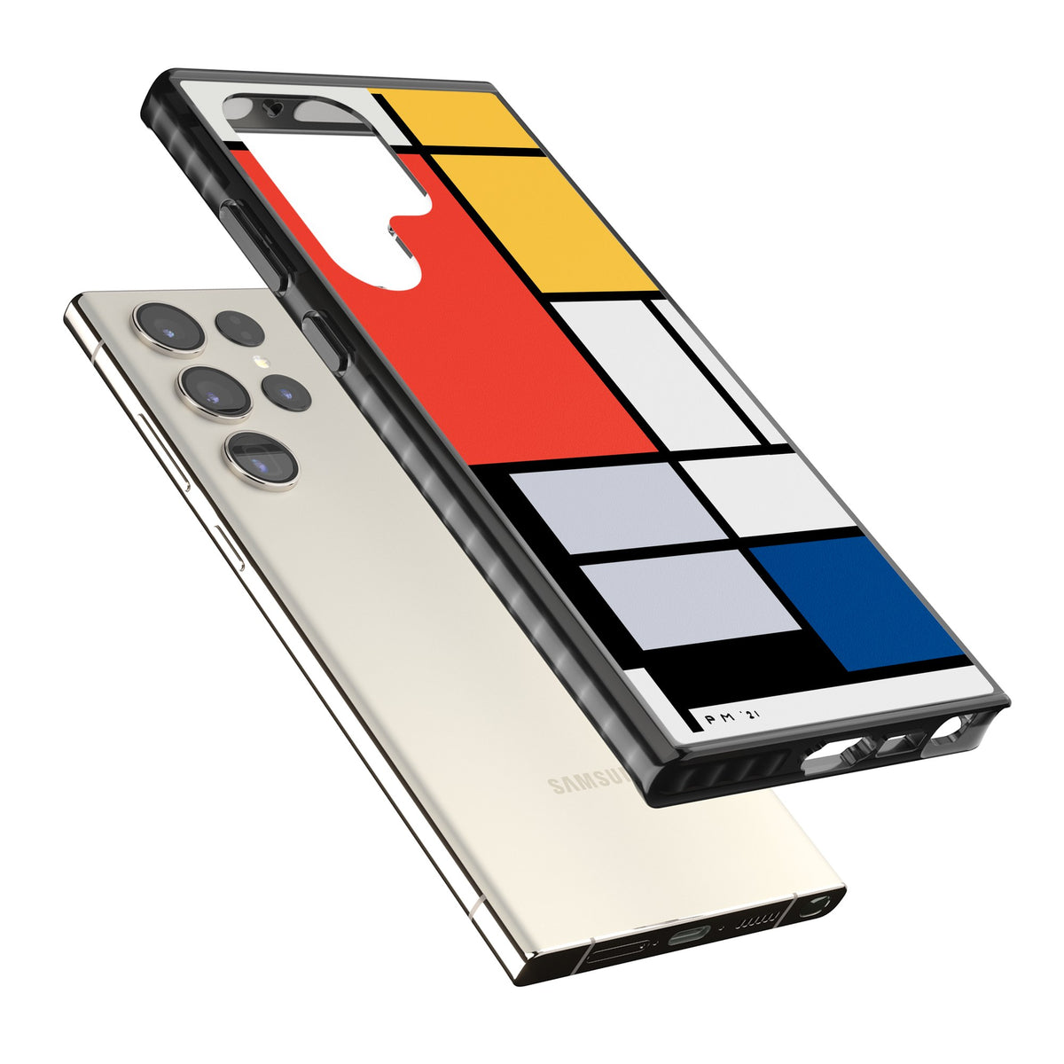 Piet Mondrian's Composition Samsung S22 Ultra / Samsung S23 Ultra / Samsung S24 Ultra Impact Black Phone Case angled