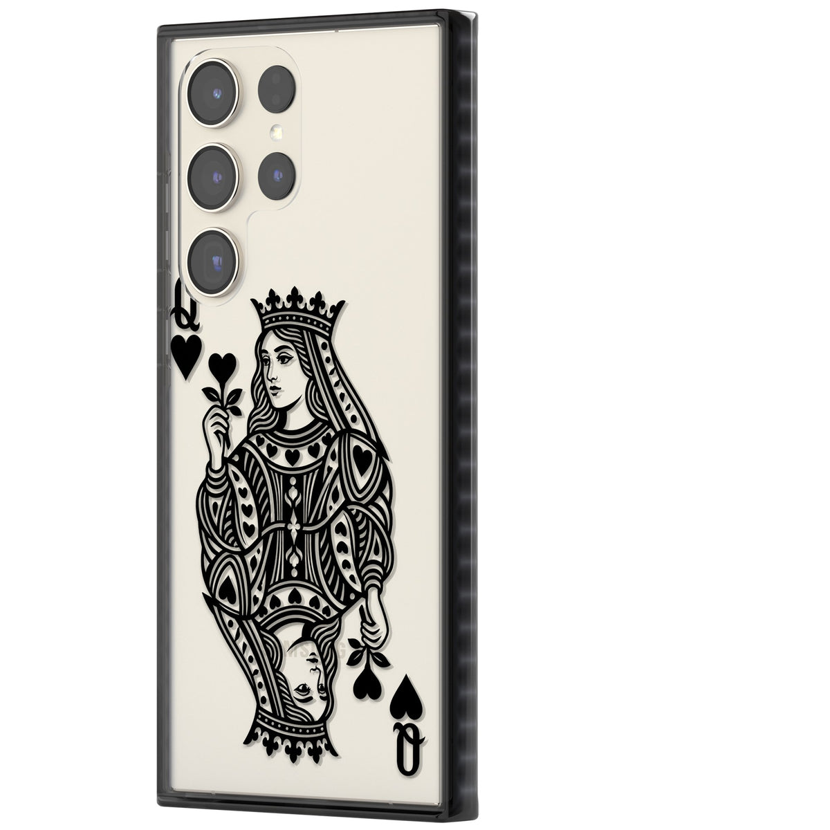 Queen Of Hearts (Black) Samsung S22 Ultra / Samsung S23 Ultra / Samsung S24 Ultra Impact Black Phone Case side