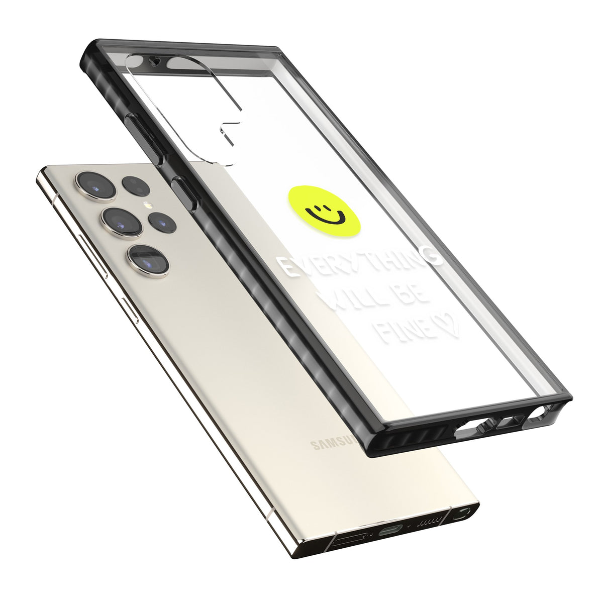 Everything Will Be Fine Samsung S22 Ultra / Samsung S23 Ultra / Samsung S24 Ultra Impact Black Phone Case angled