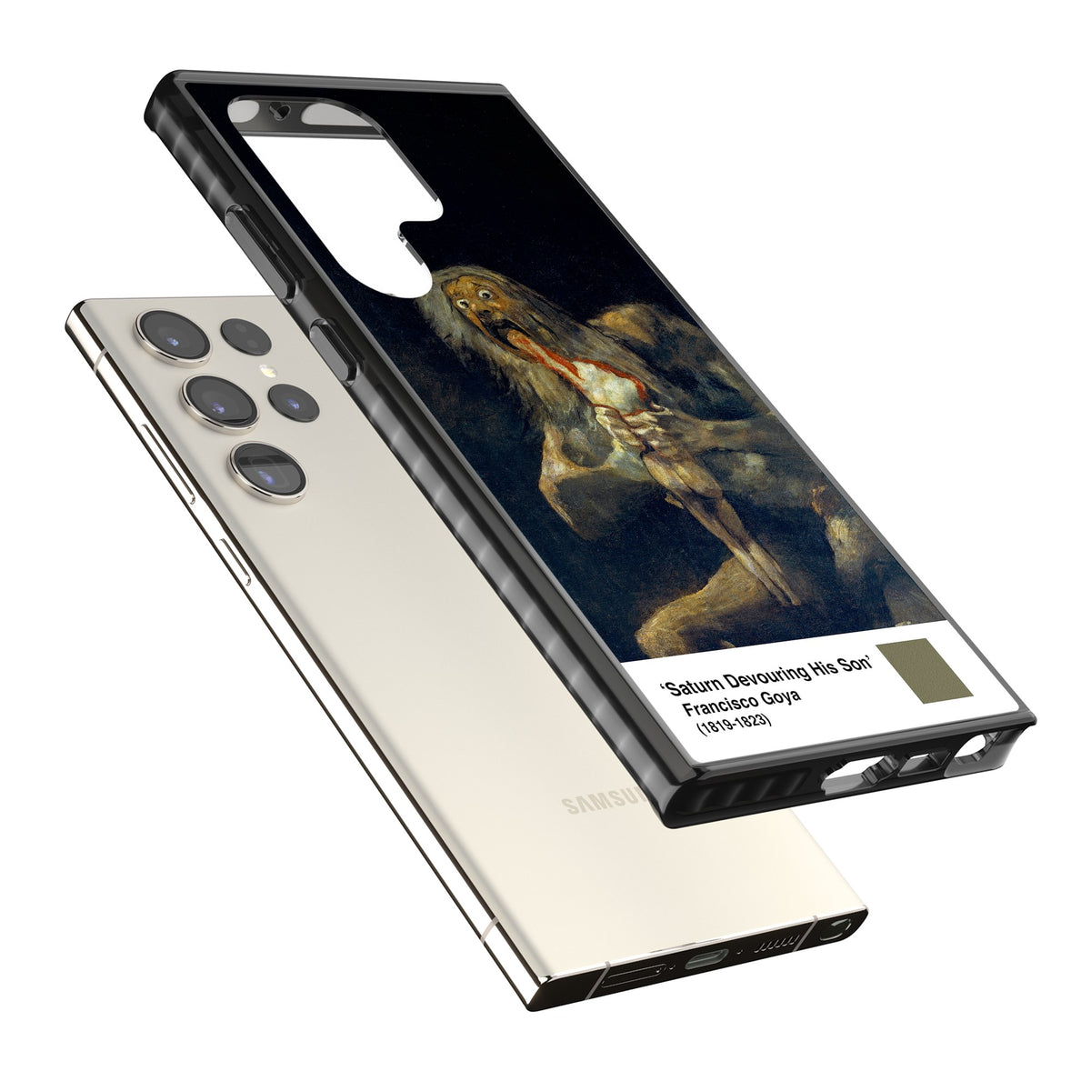 Saturn Devouring His Son Samsung S22 Ultra / Samsung S23 Ultra / Samsung S24 Ultra Impact Black Phone Case angled