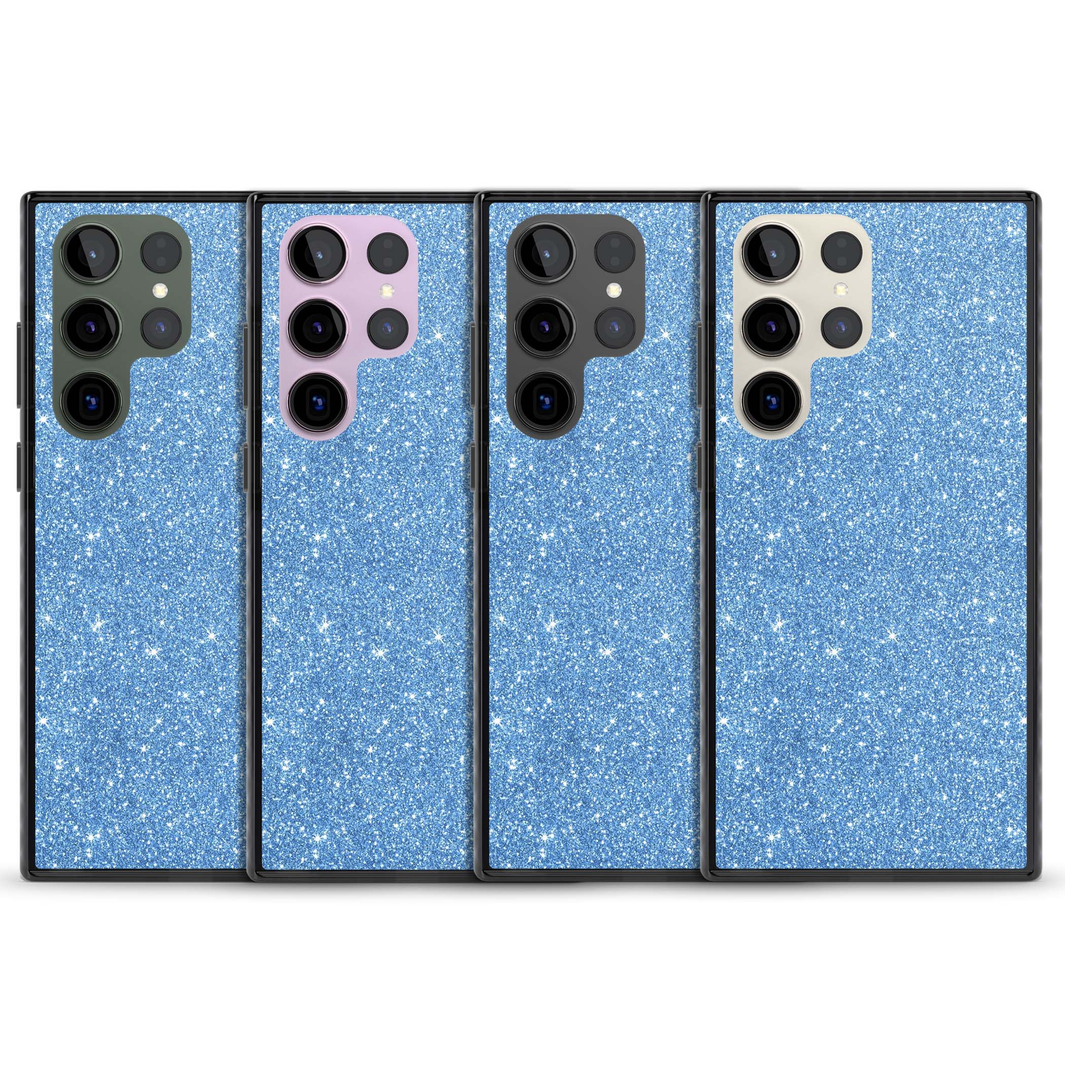 Blue Glitter blue glitter iPhone case featuring dense sparkling cerulean glitter with a glamorous shimmering finish | Black Impact case for Samsung Galaxy S24 Ultra, Samsung Galaxy S23 Ultra, Samsung Galaxy S22 Ultra