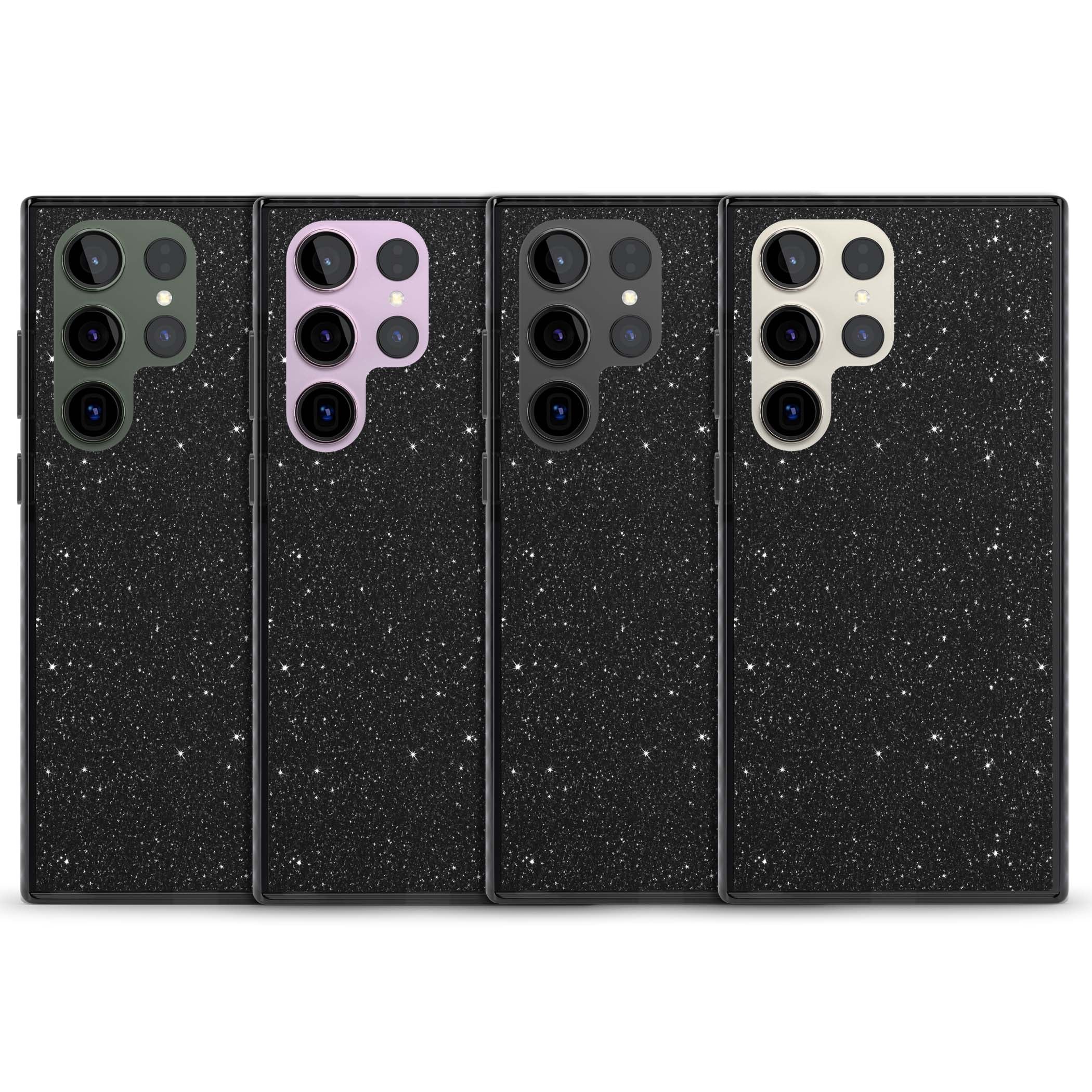 Black Glitter black glitter iPhone case featuring an all-over sparkly shimmer pattern on a jet black base | Black Impact case for Samsung Galaxy S24 Ultra, Samsung Galaxy S23 Ultra, Samsung Galaxy S22 Ultra