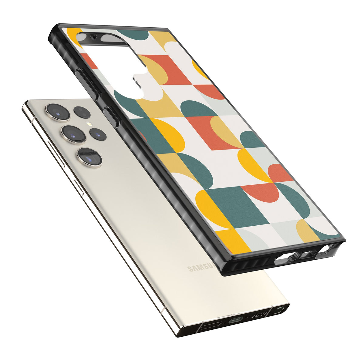 Retro Color Blocks Samsung S22 Ultra / Samsung S23 Ultra / Samsung S24 Ultra Impact Black Phone Case angled