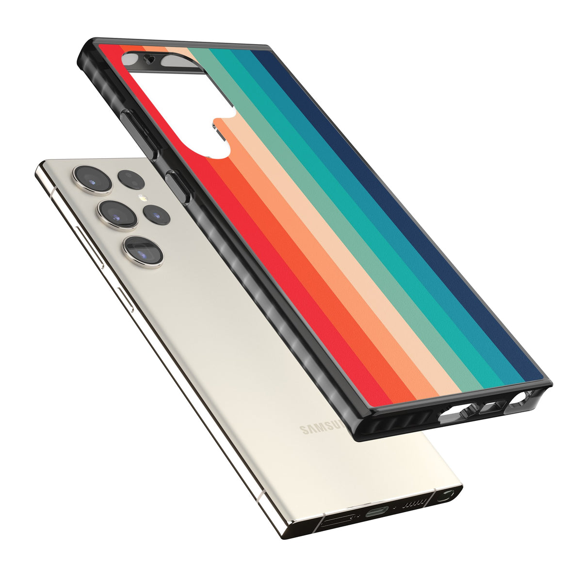 Retro Spectrum Samsung S22 Ultra / Samsung S23 Ultra / Samsung S24 Ultra Impact Black Phone Case angled