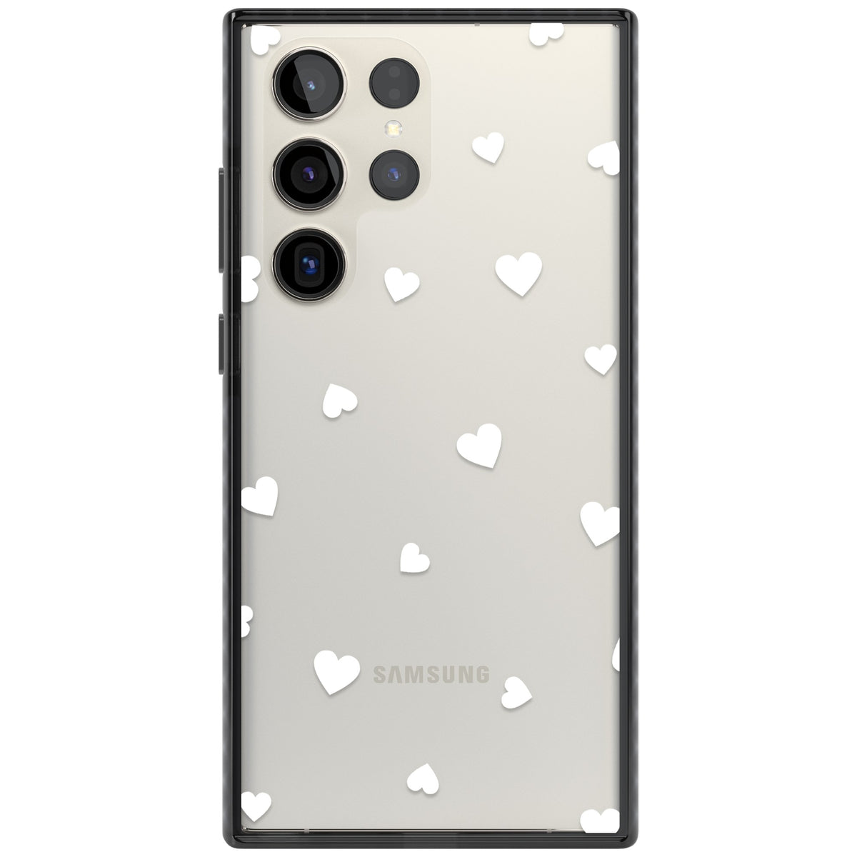 White Hearts Samsung S22 Ultra / Samsung S23 Ultra / Samsung S24 Ultra Impact Black Phone Case front