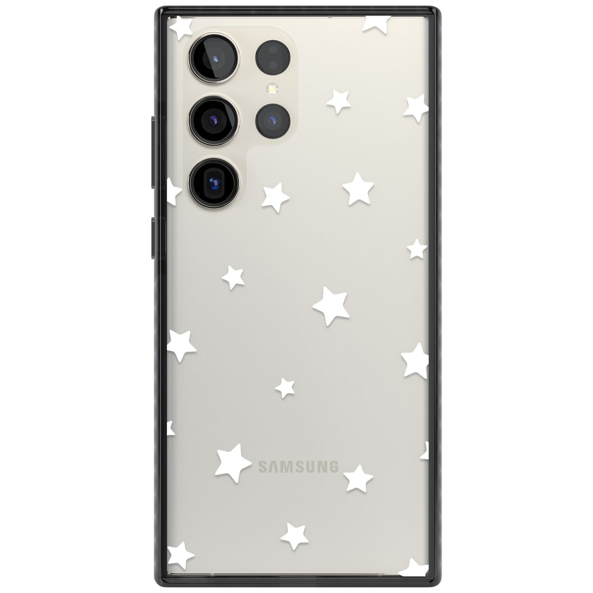 Minimal White Stars Samsung S22 Ultra / Samsung S23 Ultra / Samsung S24 Ultra Impact Black Phone Case front