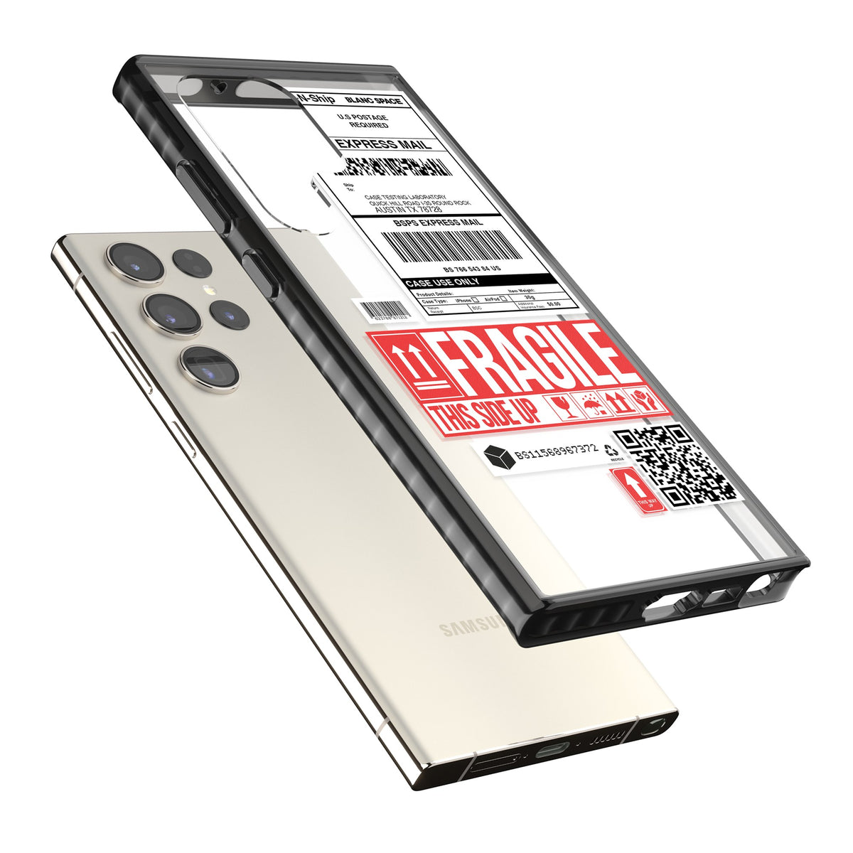 Shipping Label Samsung S22 Ultra / Samsung S23 Ultra / Samsung S24 Ultra Impact Black Phone Case angled