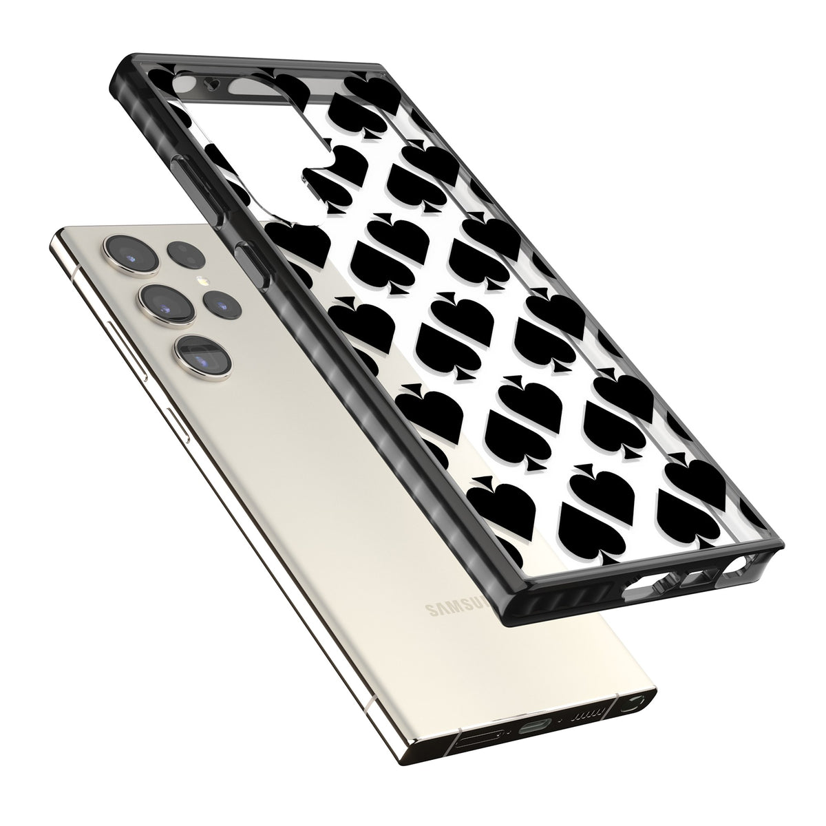 Black Spades Samsung S22 Ultra / Samsung S23 Ultra / Samsung S24 Ultra Impact Black Phone Case angled