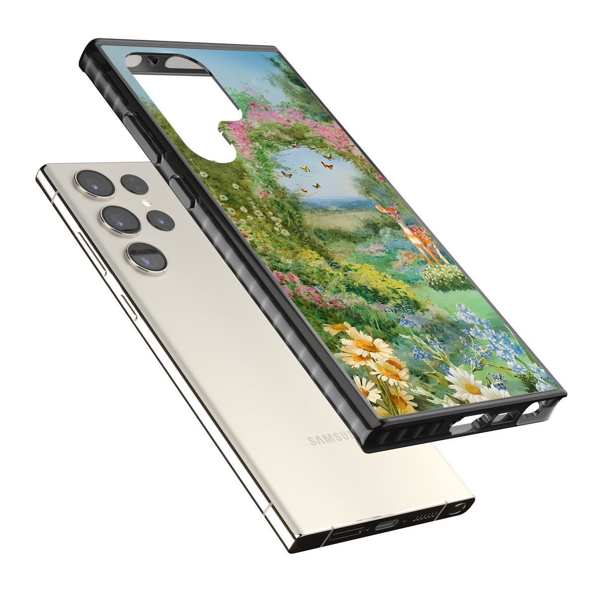 Flourishing Meadow Samsung S22 Ultra / Samsung S23 Ultra / Samsung S24 Ultra Impact Black Phone Case angled
