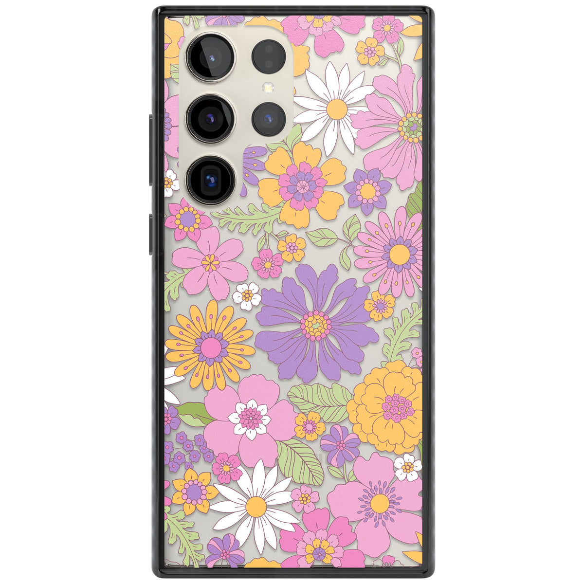 Soft Flowers Samsung S22 Ultra / Samsung S23 Ultra / Samsung S24 Ultra Impact Black Phone Case front