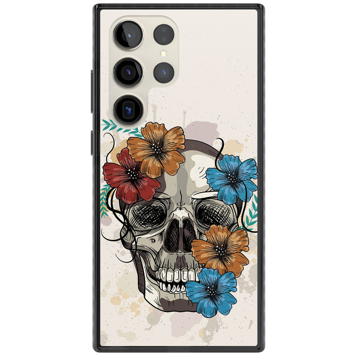 Sugar Skull Floral Samsung S22 Ultra / Samsung S23 Ultra / Samsung S24 Ultra Impact Black Phone Case front