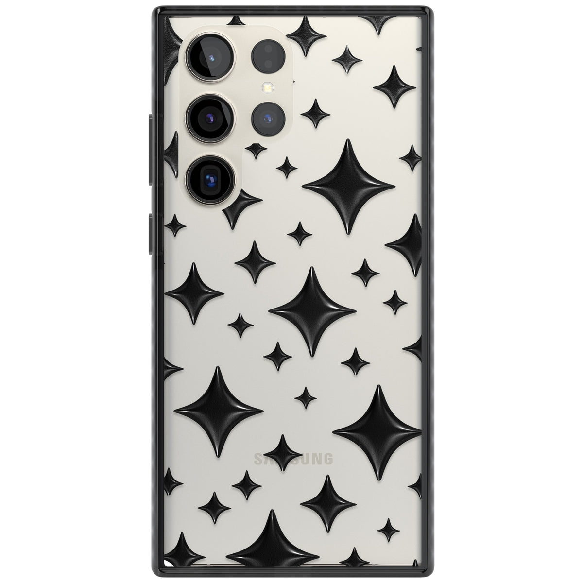 Black Puff Sparkle Pattern Samsung S22 Ultra / Samsung S23 Ultra / Samsung S24 Ultra Impact Black Phone Case front
