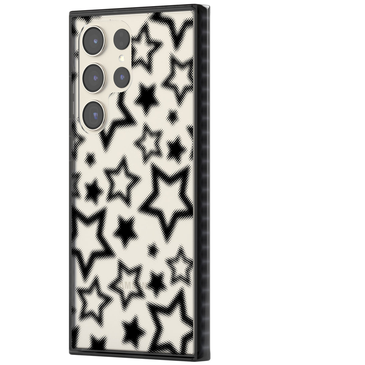 Black Halftone Stars (Clear) Samsung S22 Ultra / Samsung S23 Ultra / Samsung S24 Ultra Impact Black Phone Case side