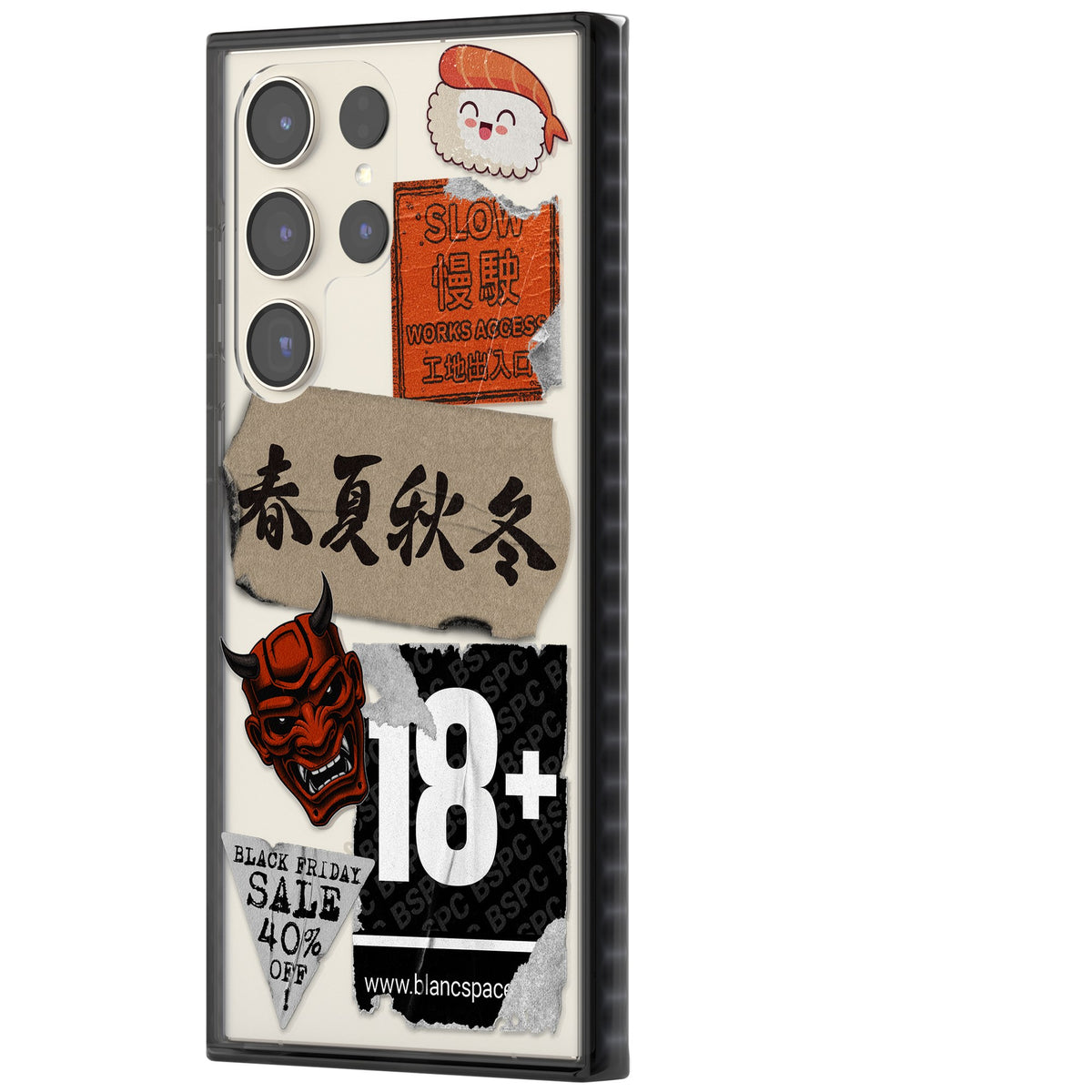 Asian Sticker Mix Samsung S22 Ultra / Samsung S23 Ultra / Samsung S24 Ultra Impact Black Phone Case side