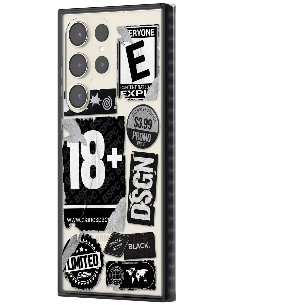 Black Sticker Mix Samsung S22 Ultra / Samsung S23 Ultra / Samsung S24 Ultra Impact Black Phone Case side