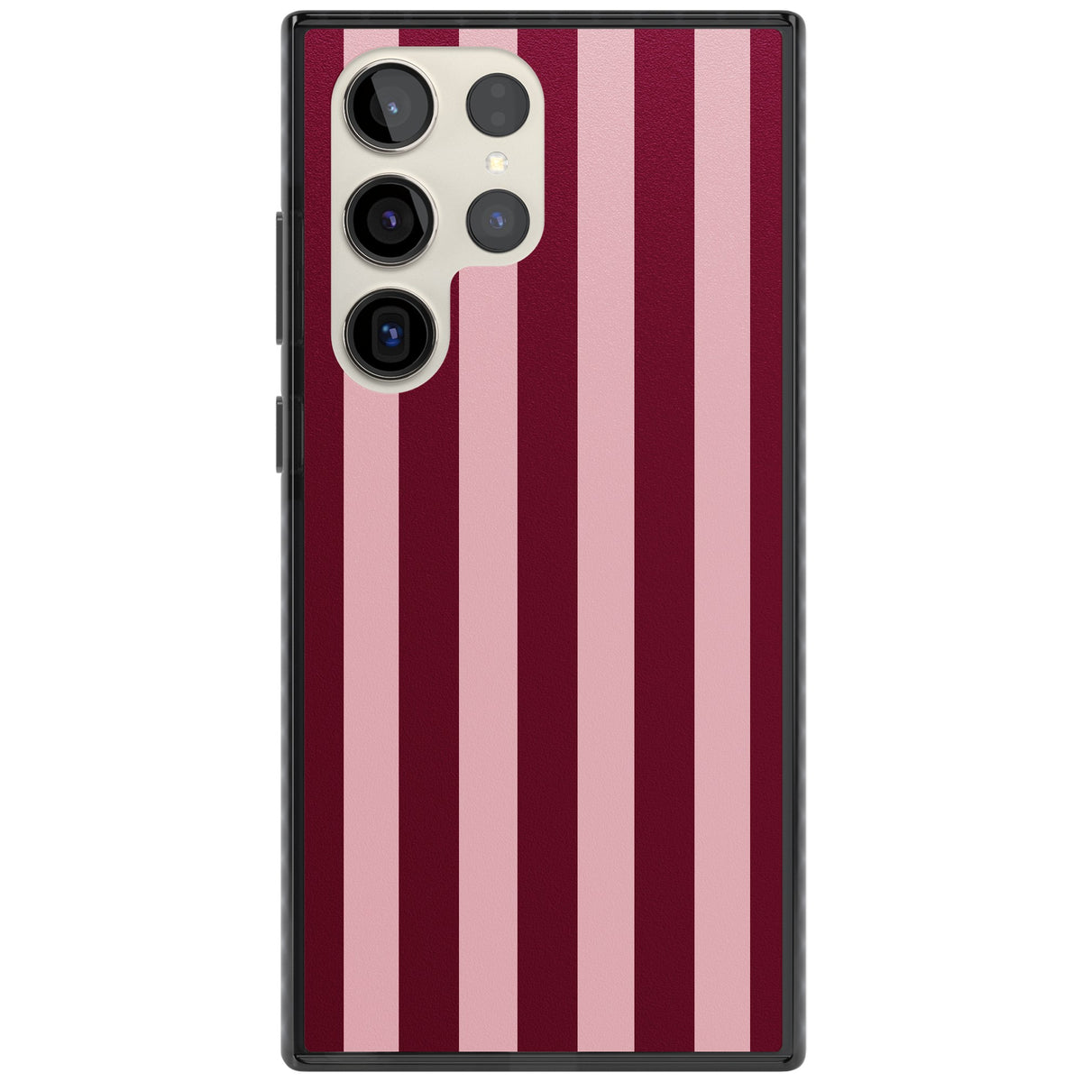 Bordeaux Belle preppy iPhone case featuring bold vertical stripes in burgundy and soft blush pink Samsung S22 Ultra / Samsung S23 Ultra / Samsung S24 Ultra Impact Black Phone Case front