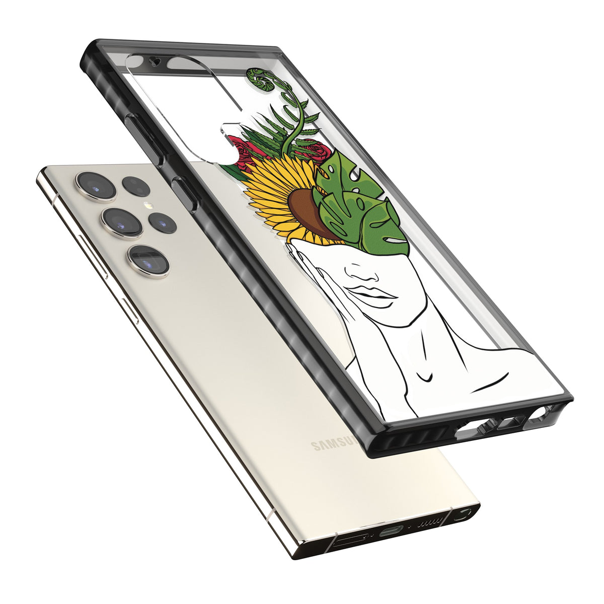 Let The Mind Flourish Samsung S22 Ultra / Samsung S23 Ultra / Samsung S24 Ultra Impact Black Phone Case angled