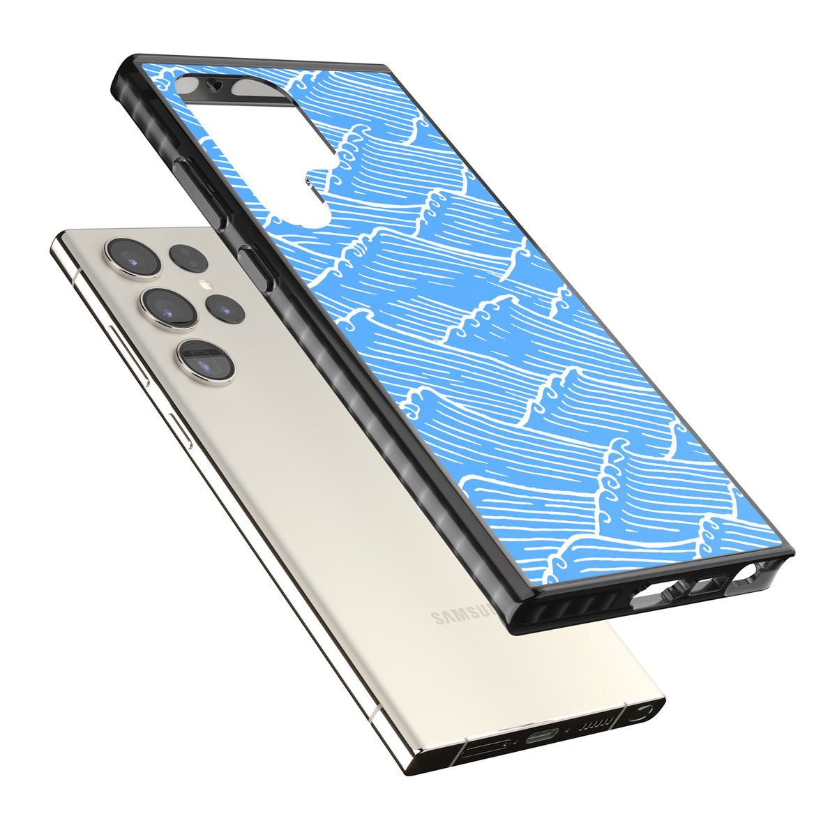 Tidal Lines Samsung S22 Ultra / Samsung S23 Ultra / Samsung S24 Ultra Impact Black Phone Case angled