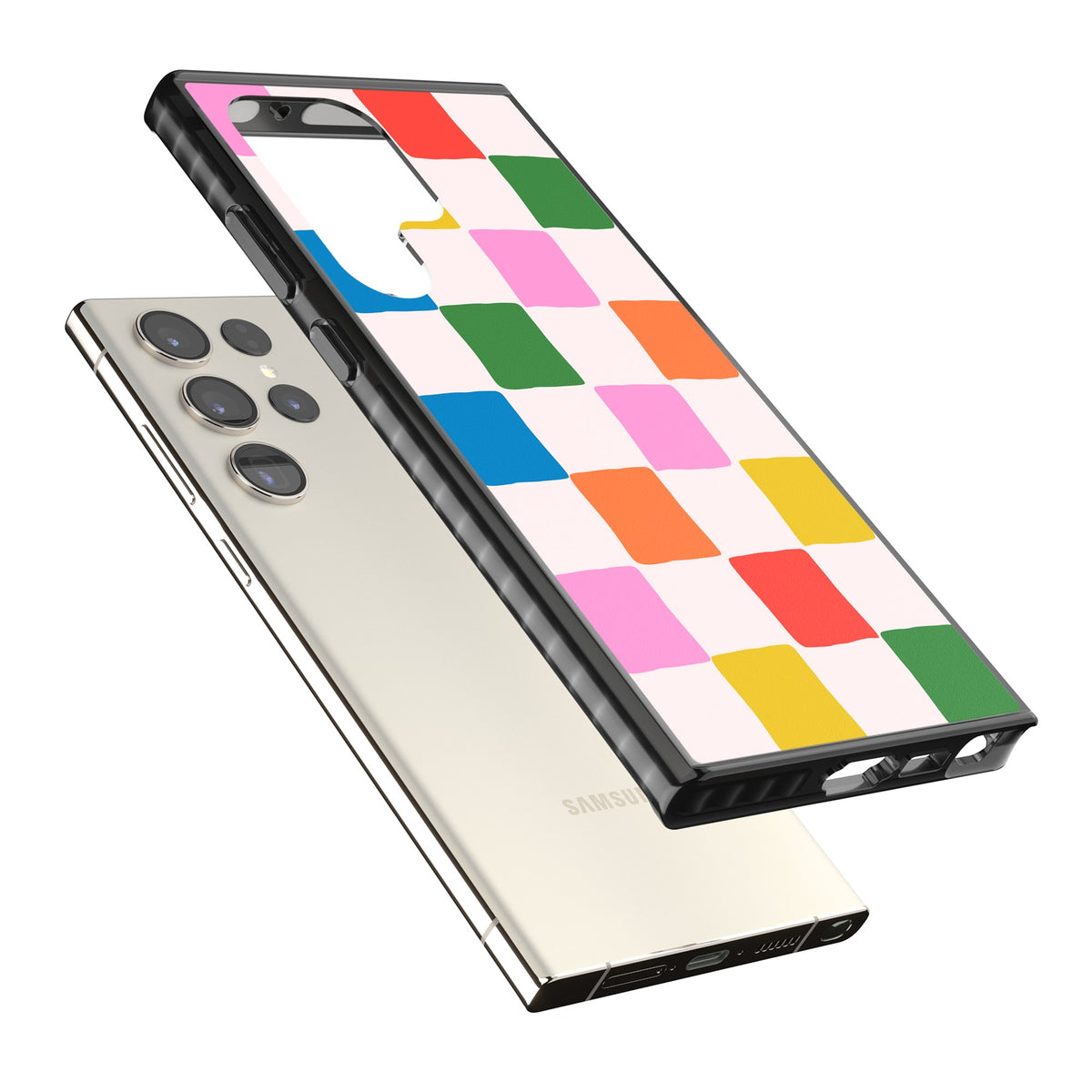 Colour Checked Samsung S22 Ultra / Samsung S23 Ultra / Samsung S24 Ultra Impact Black Phone Case angled