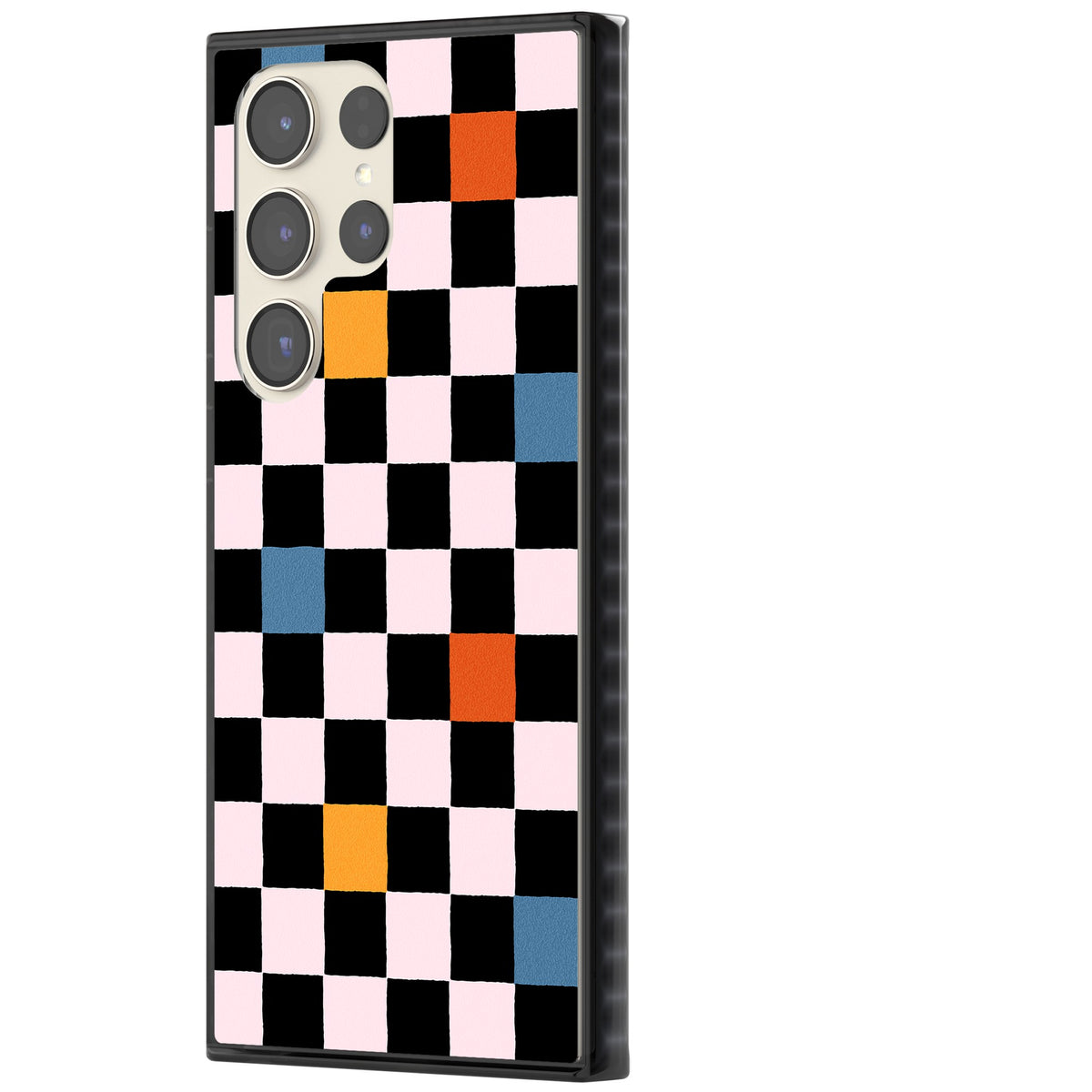 Vibrant Retro Check Samsung S22 Ultra / Samsung S23 Ultra / Samsung S24 Ultra Impact Black Phone Case side