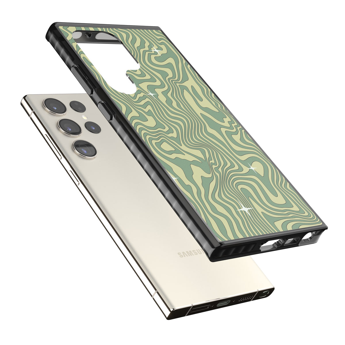 Sage Ripple Samsung S22 Ultra / Samsung S23 Ultra / Samsung S24 Ultra Impact Black Phone Case angled