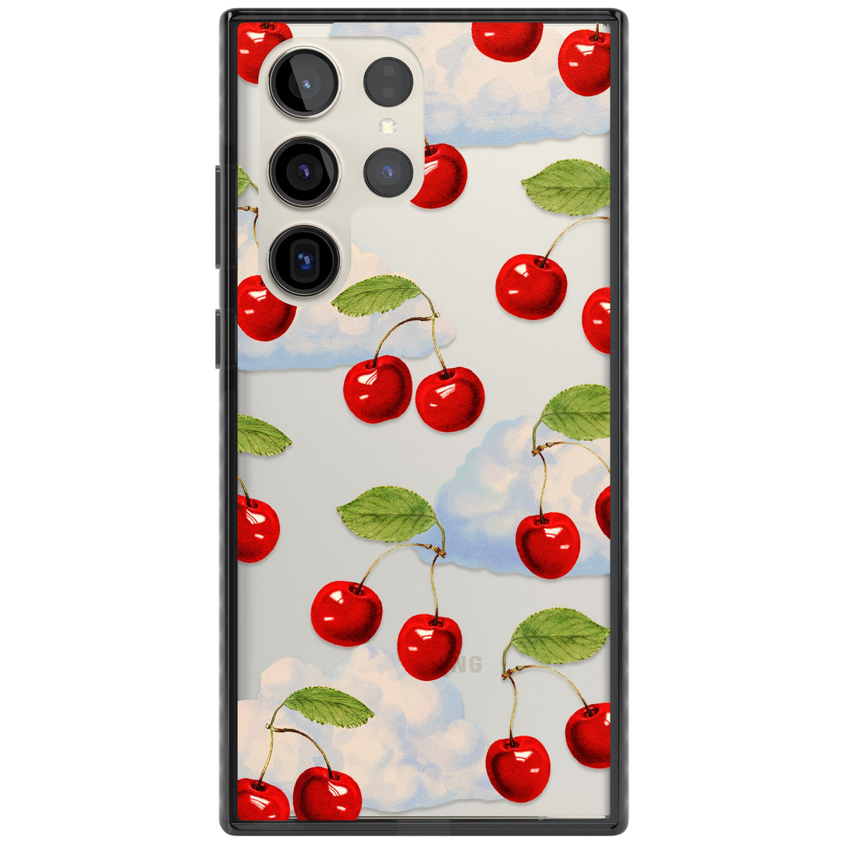 Vintage Cherries & Clouds Samsung S22 Ultra / Samsung S23 Ultra / Samsung S24 Ultra Impact Black Phone Case front