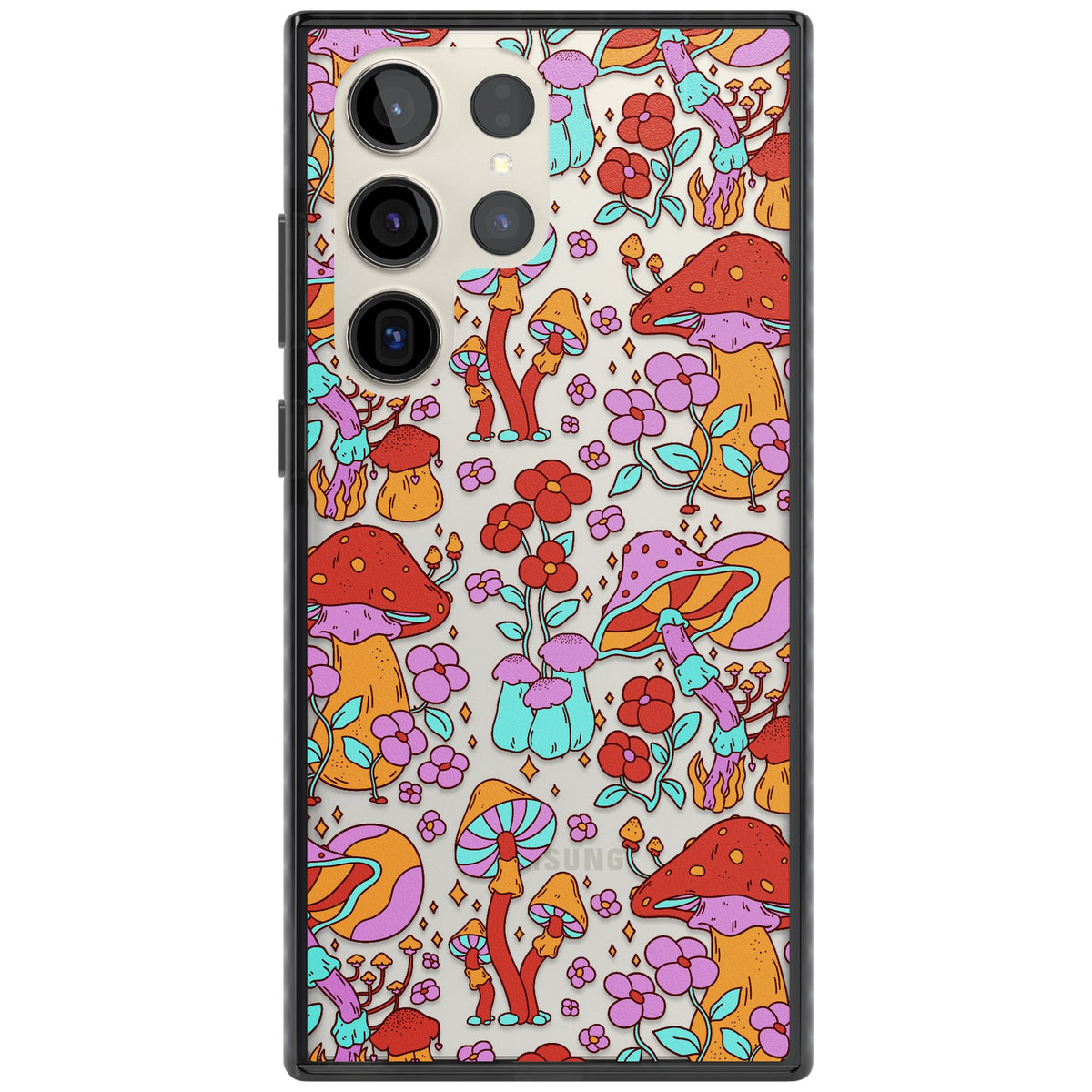 Psychedelic Flora Samsung S22 Ultra / Samsung S23 Ultra / Samsung S24 Ultra Impact Black Phone Case front