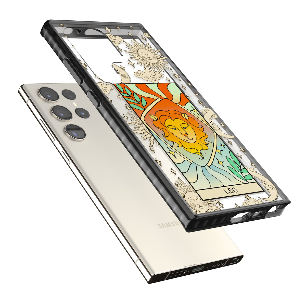 Celestial Zodiac Leo Samsung S22 Ultra / Samsung S23 Ultra / Samsung S24 Ultra Impact Black Phone Case angled