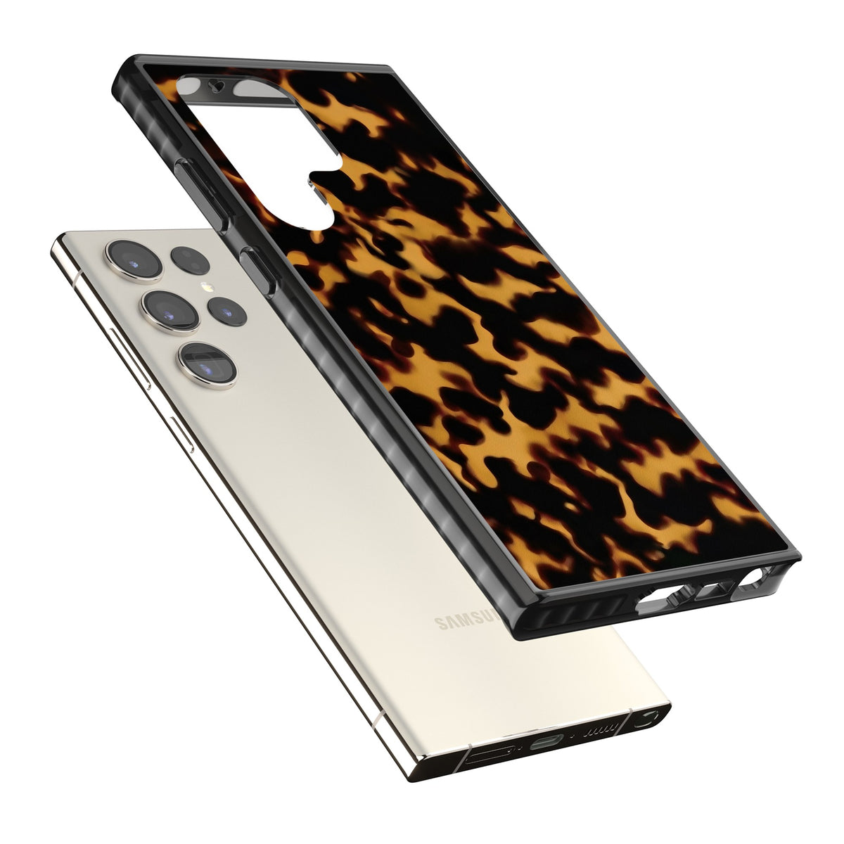 Amber Tortoise Samsung S22 Ultra / Samsung S23 Ultra / Samsung S24 Ultra Impact Black Phone Case angled