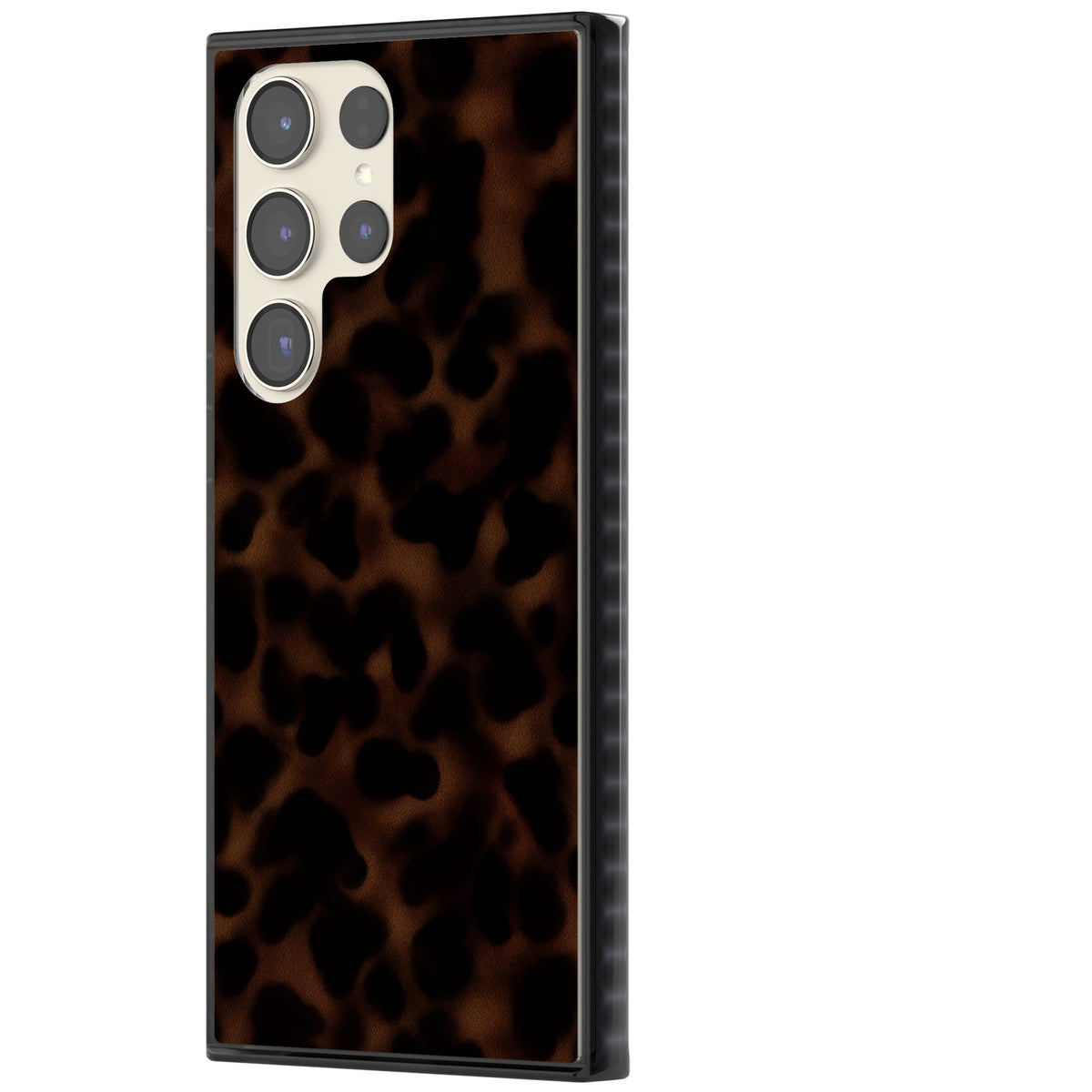 Dark Tortoise Shell old money iPhone case featuring a dark tortoiseshell pattern with amber and black animal print tones Samsung S22 Ultra / Samsung S23 Ultra / Samsung S24 Ultra Impact Black Phone Case side
