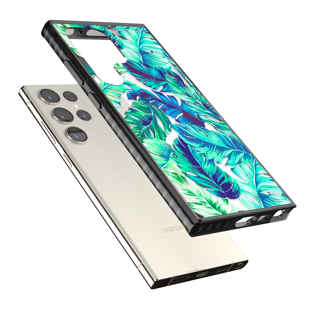 Aqua Tropic Samsung S22 Ultra / Samsung S23 Ultra / Samsung S24 Ultra Impact Black Phone Case angled