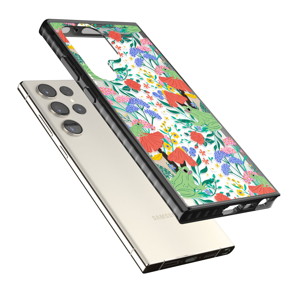 Tropical Samsung S22 Ultra / Samsung S23 Ultra / Samsung S24 Ultra Impact Black Phone Case angled