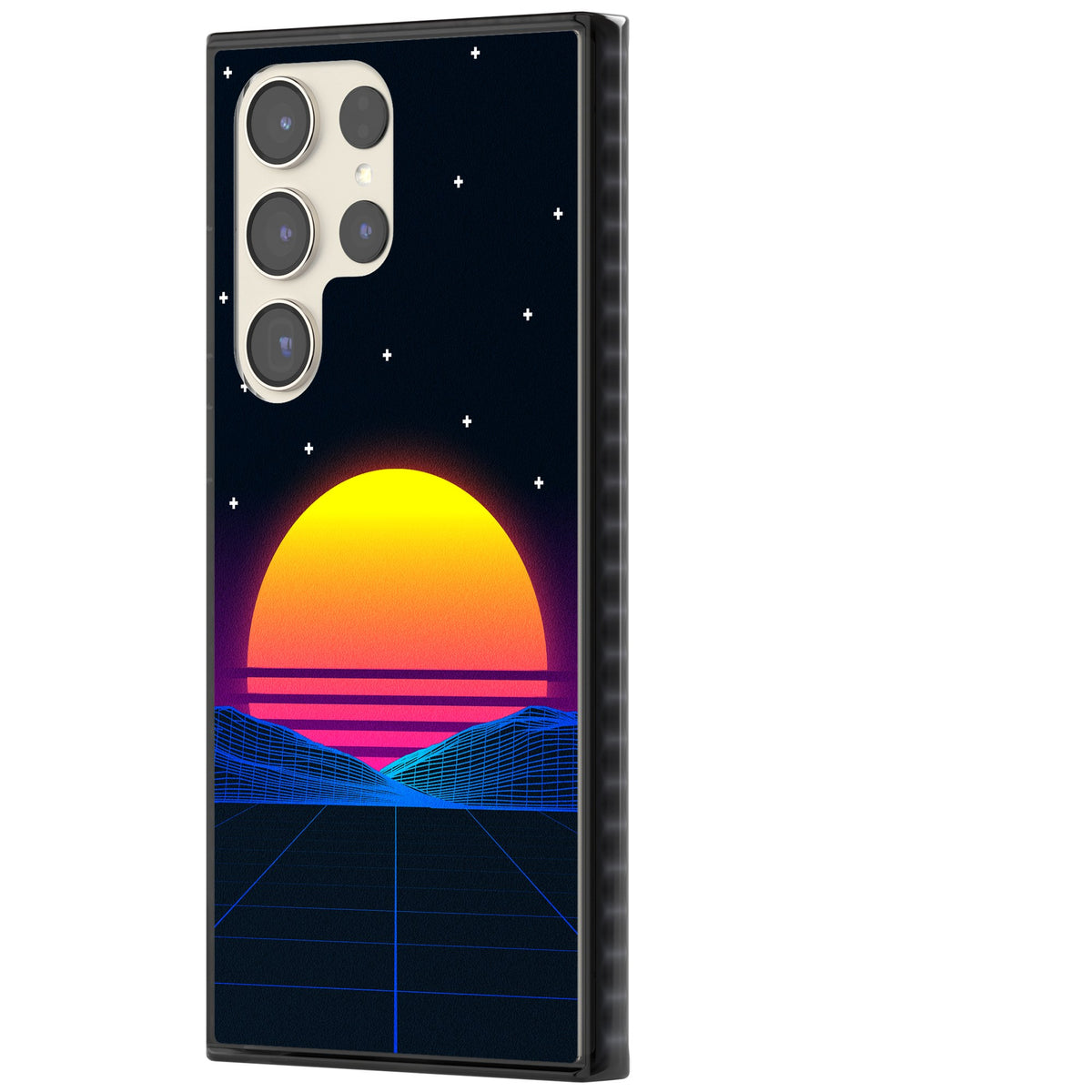 Sunset Vaporwave Samsung S22 Ultra / Samsung S23 Ultra / Samsung S24 Ultra Impact Black Phone Case side