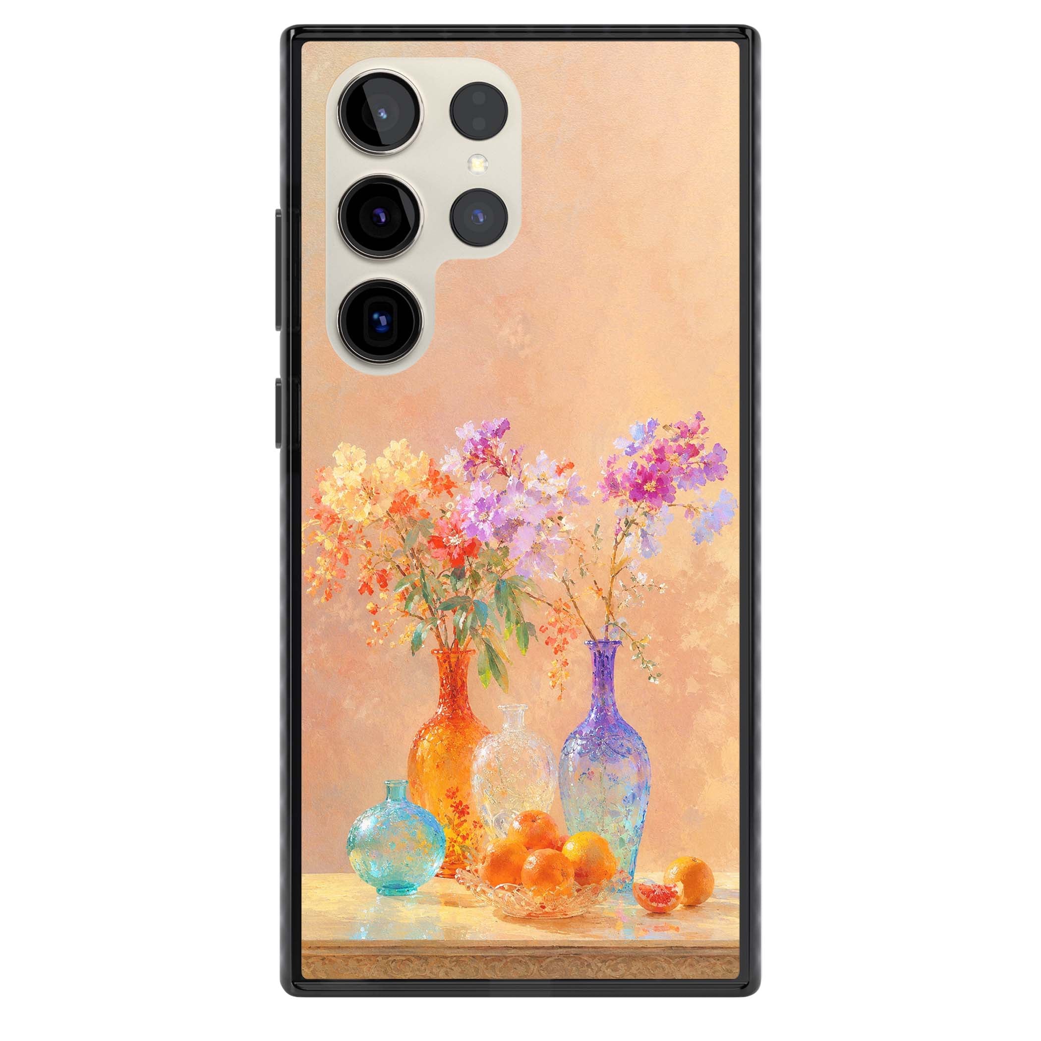 Peach Glass art iPhone case | Black Impact case for Samsung Galaxy S24 Ultra, Samsung Galaxy S23 Ultra, Samsung Galaxy S22 Ultra