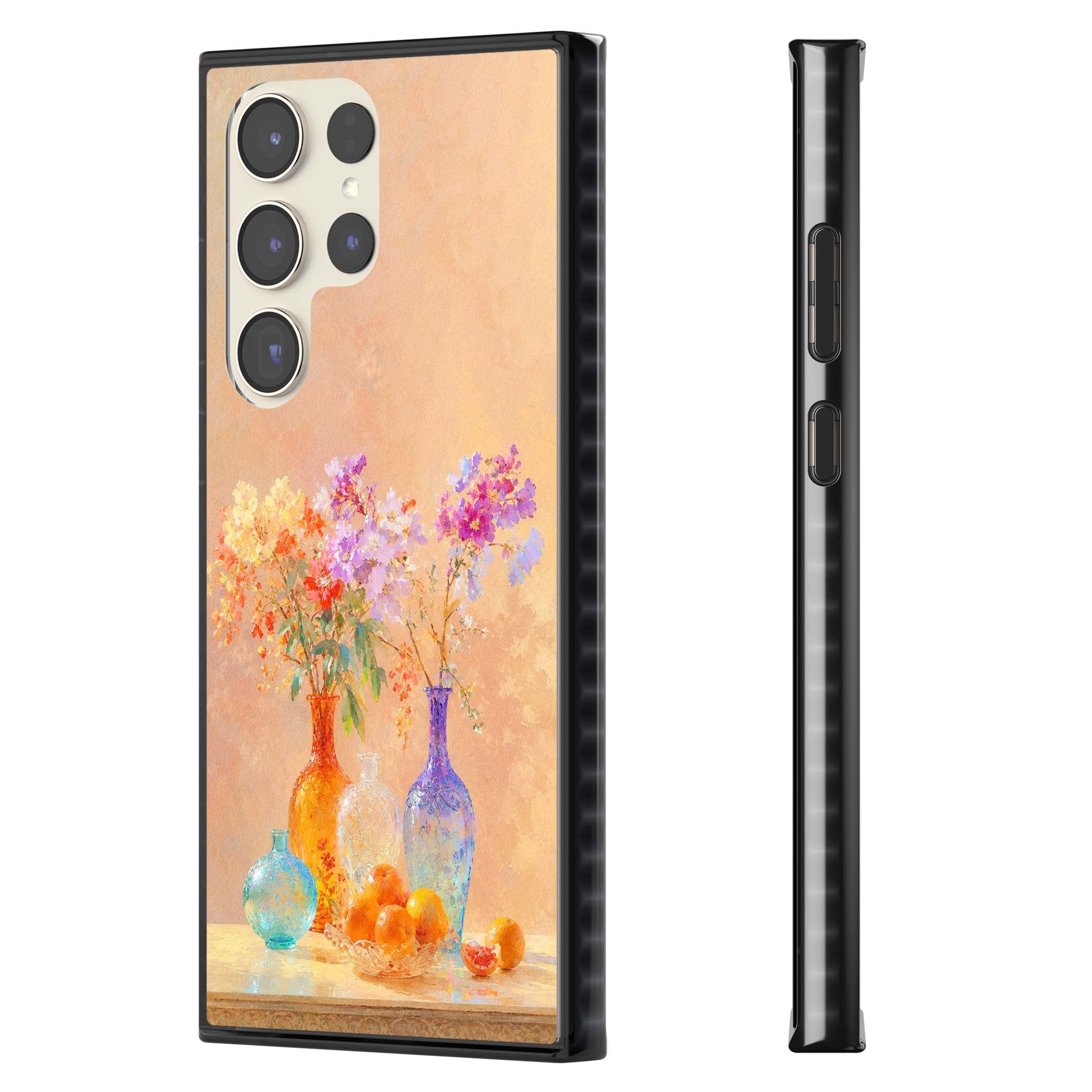 Peach Glass art iPhone case | Black Impact case for Samsung Galaxy S24 Ultra, Samsung Galaxy S23 Ultra, Samsung Galaxy S22 Ultra