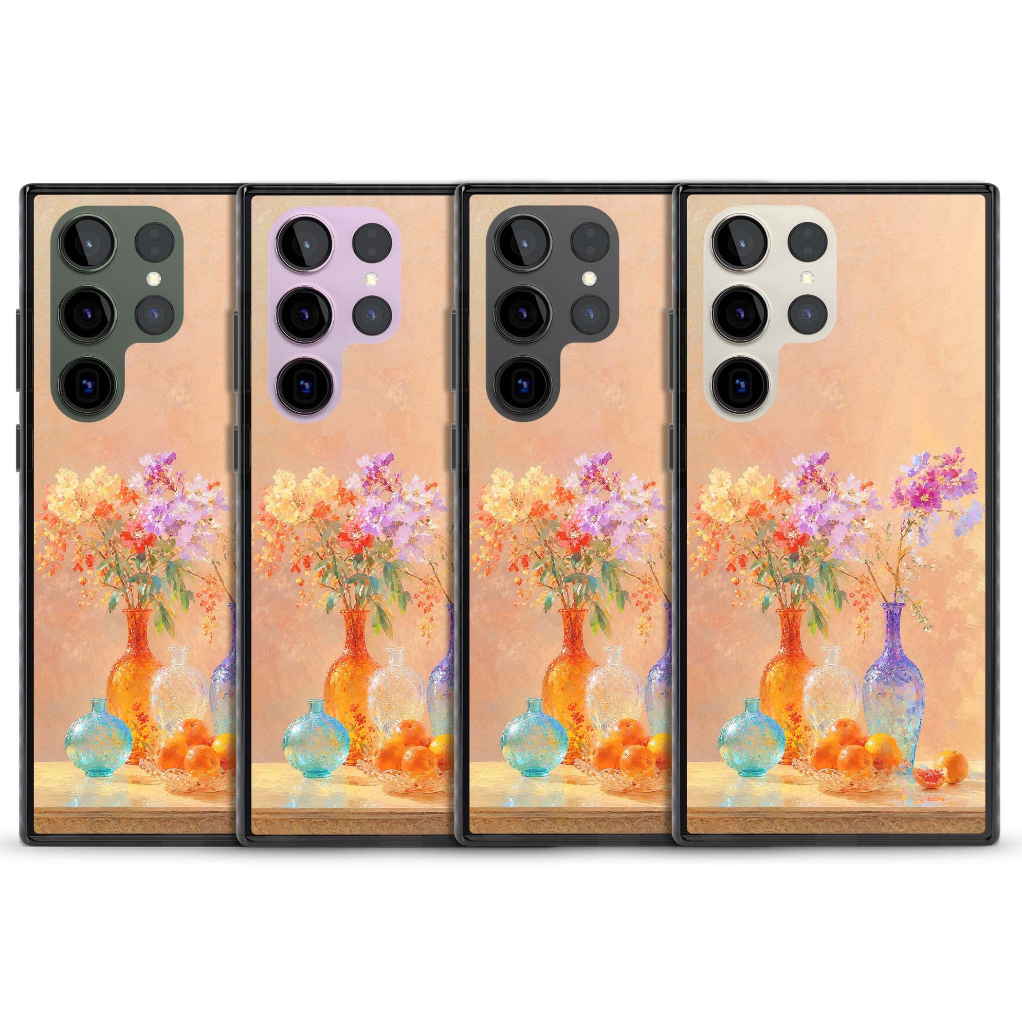 Peach Glass art iPhone case | Black Impact case for Samsung Galaxy S24 Ultra, Samsung Galaxy S23 Ultra, Samsung Galaxy S22 Ultra