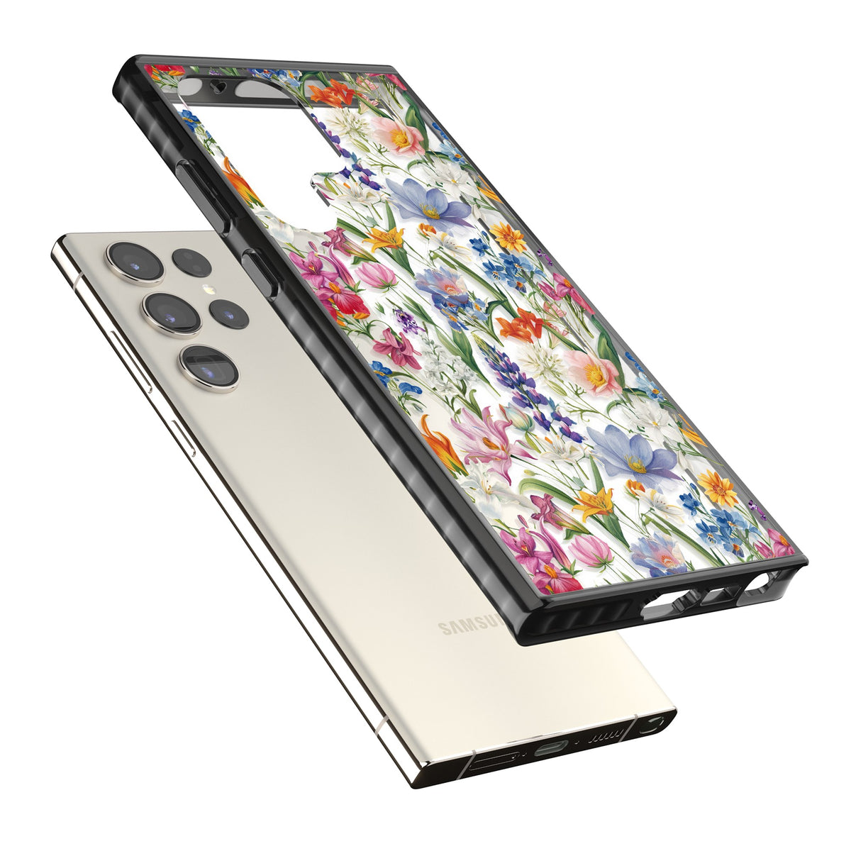 Vintage Wildflowers Samsung S22 Ultra / Samsung S23 Ultra / Samsung S24 Ultra Impact Black Phone Case angled