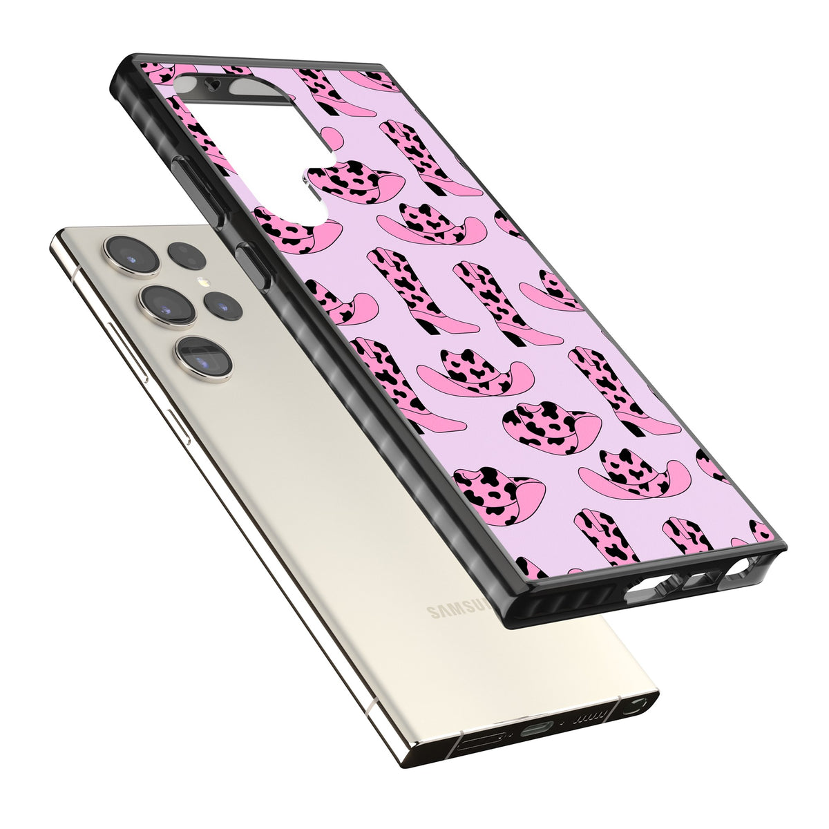 Cow Girl Pattern Samsung S22 Ultra / Samsung S23 Ultra / Samsung S24 Ultra Impact Black Phone Case angled