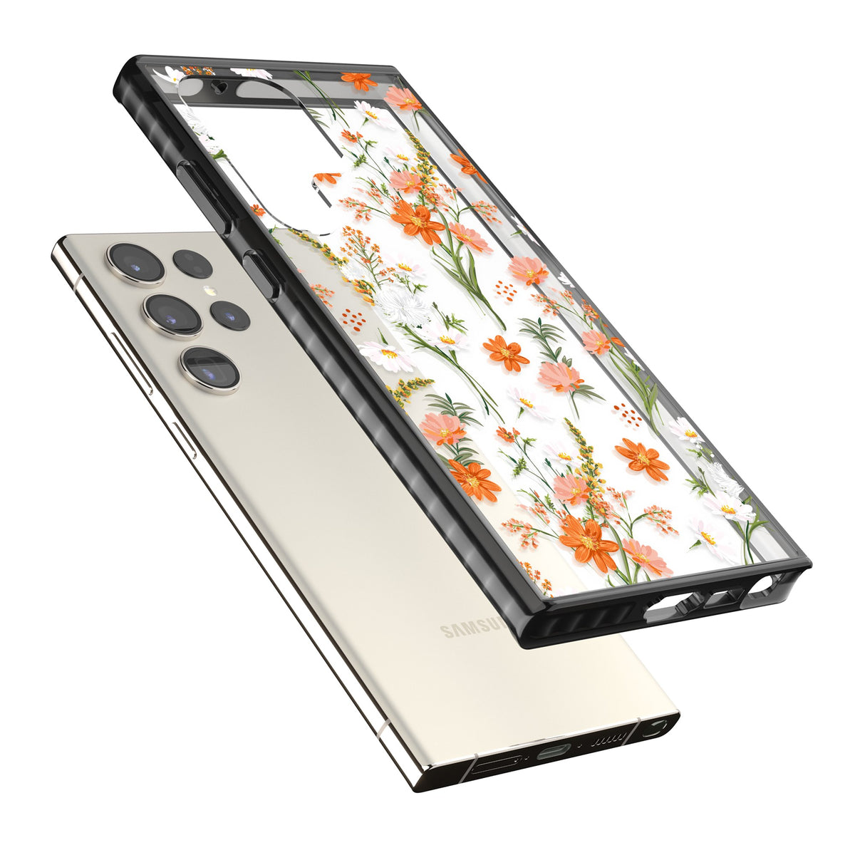 Sunset Wildflowers Samsung S22 Ultra / Samsung S23 Ultra / Samsung S24 Ultra Impact Black Phone Case angled