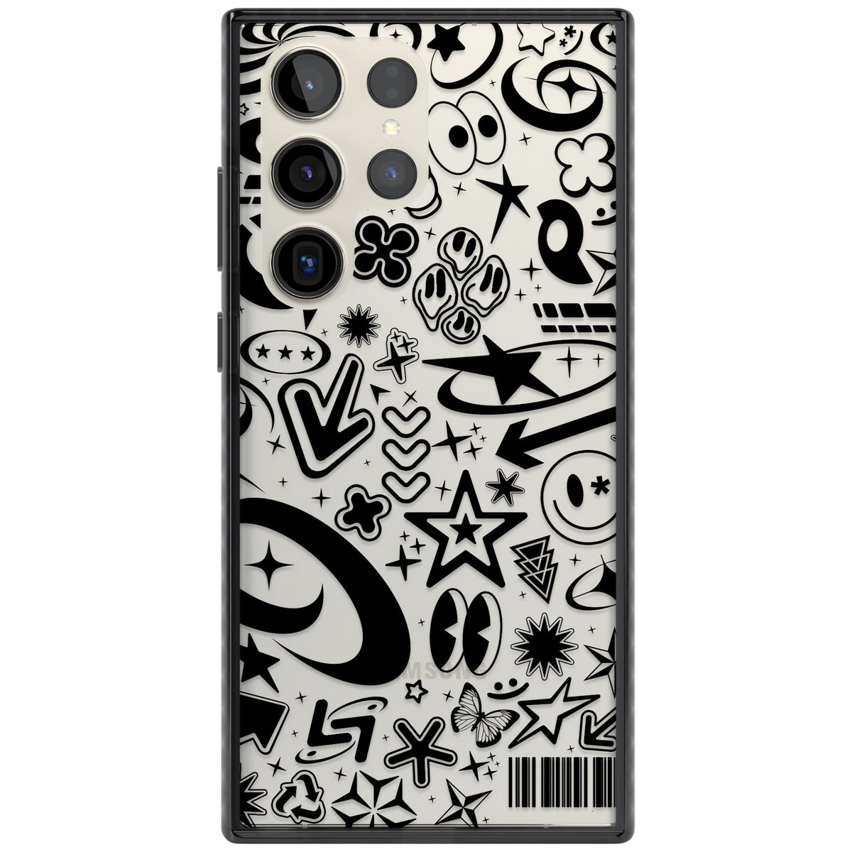 Black Y2K Pattern Samsung S22 Ultra / Samsung S23 Ultra / Samsung S24 Ultra Impact Black Phone Case front
